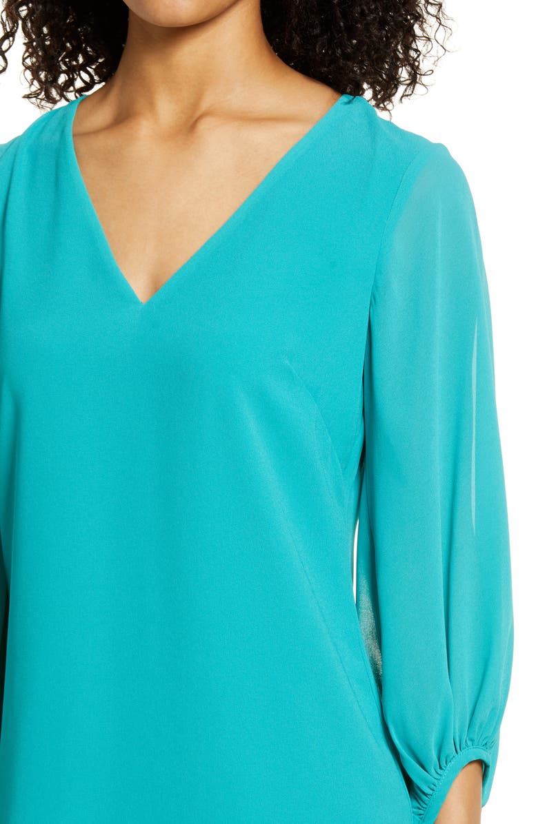 Eliza J V-Neck Chiffon Shift Dress, Alternate, color,