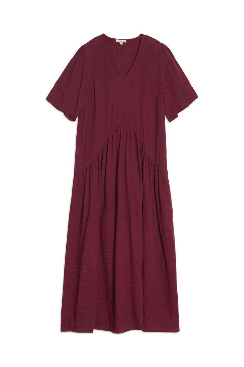 Cheesecloth V-Neck Tunic Maxi Dress, Alternate, color, Red