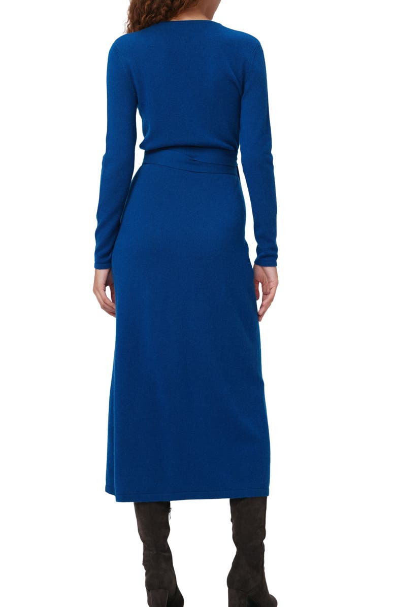 DVF Astrid Long Sleeve Wool & Cashmere Wrap Sweater Dress, Alternate, color, Dark Ocean