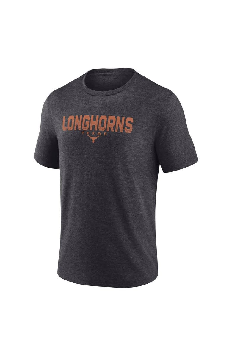 FANATICS Men's Fanatics Heather Charcoal Texas Longhorns Tri-Blend T-Shirt, Alternate, color,