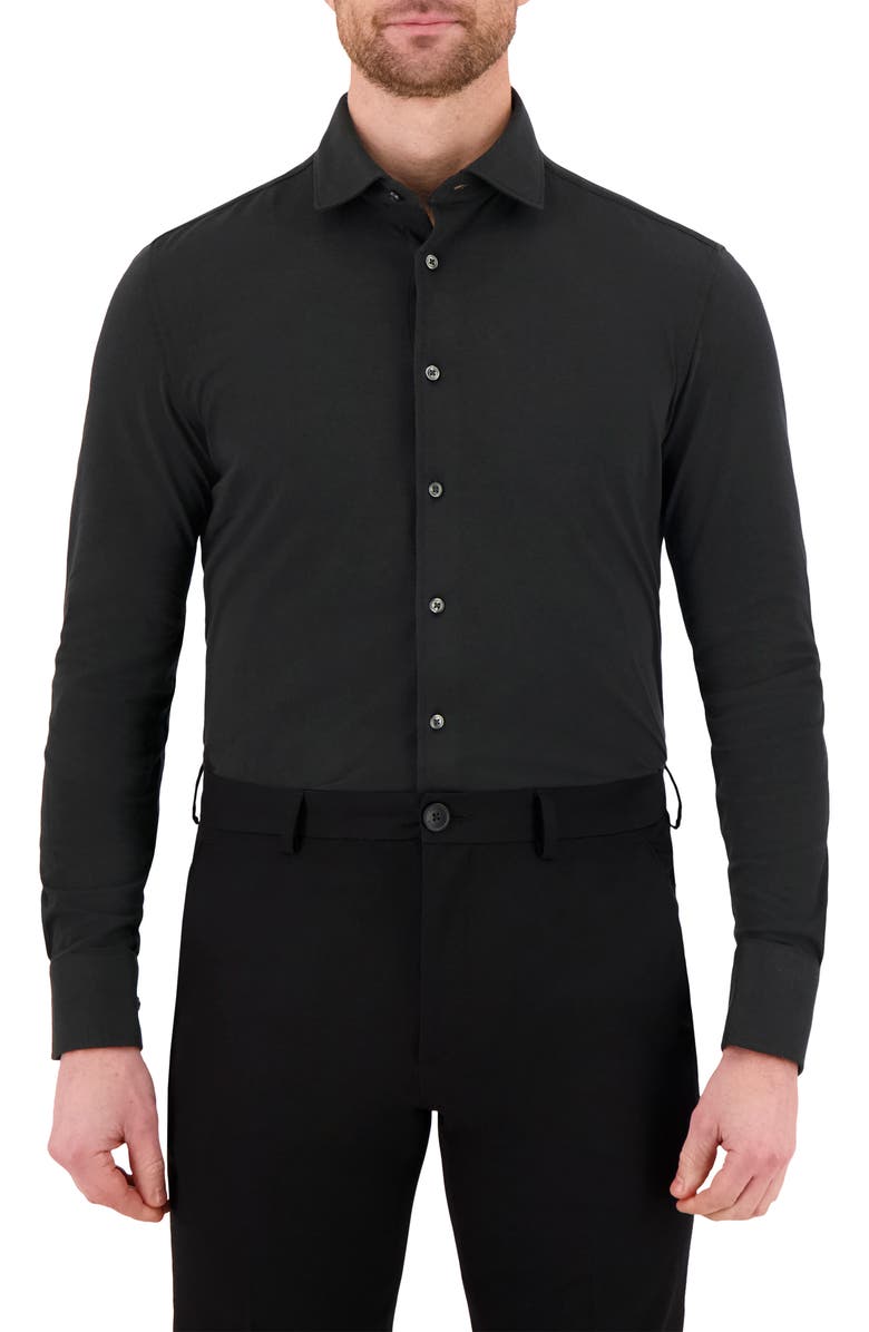 Victor Emmanuel Modern Fit Solid Comfort Stretch Knit Dress Shirt, Main, color, 