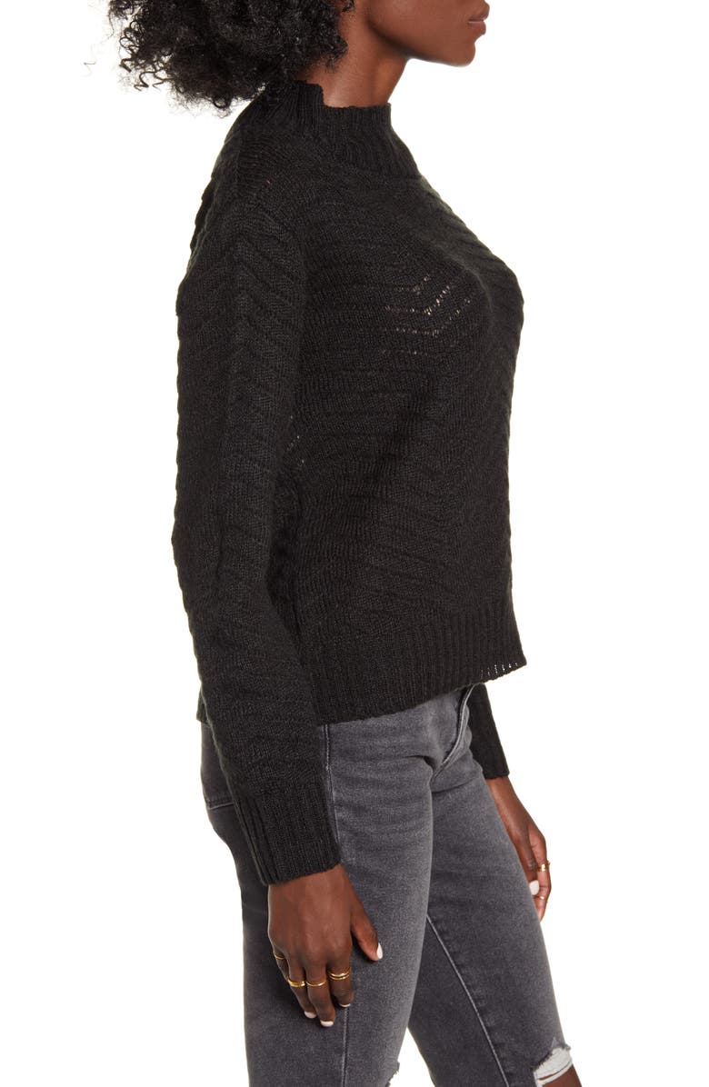 Dreamers by Debut Chevron Stitch Mock Neck Sweater, Alternate, color,