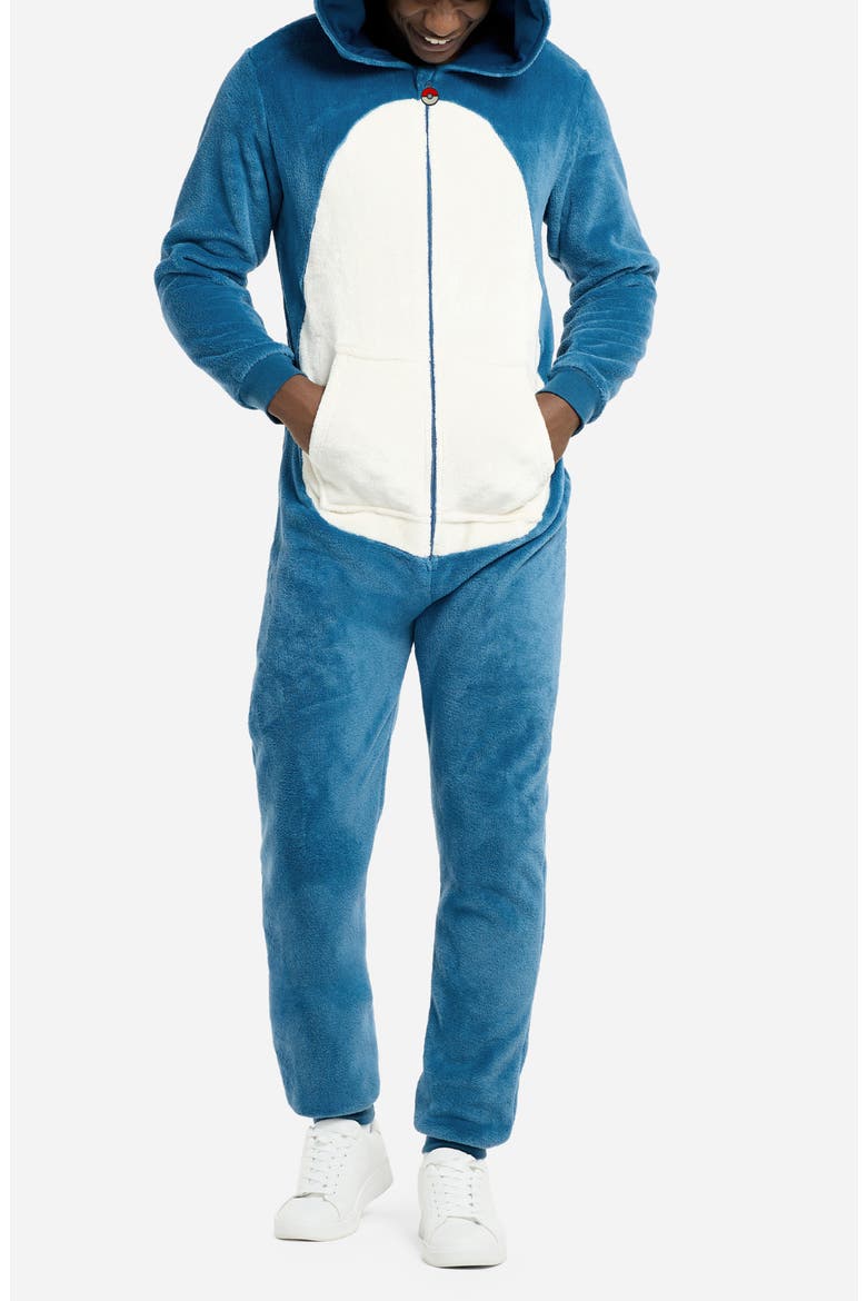 Snorlax Pokémon™ Long Sleeve Hooded Fleece Jumpsuit, Main, color, BLUE