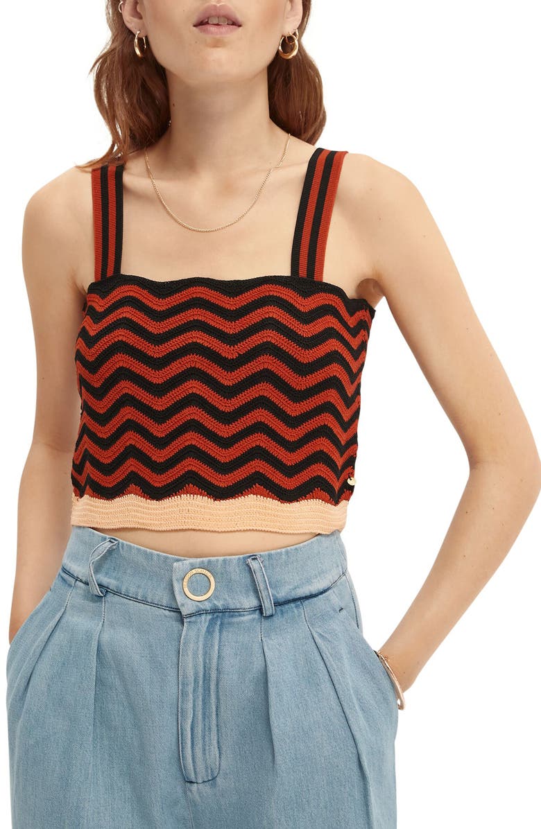 Scotch & Soda Crochet Crop Tank, Main, color, 