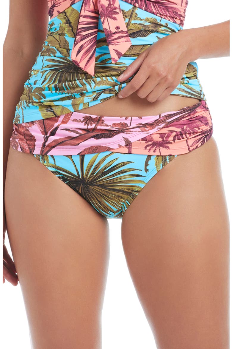 Foldover Hipster Bikini Bottoms, Main, color, TEAL MULTI
