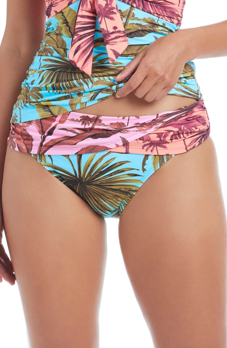 BLEU by Rod Beattie Foldover Hipster Bikini Bottoms, Main, color, Teal Multi