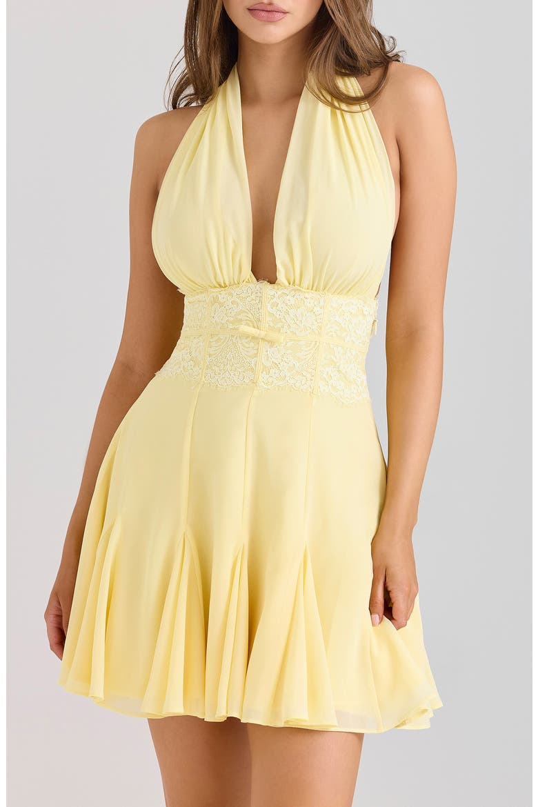 Ailani Halter Georgette Minidress, Alternate, color, BUTTER