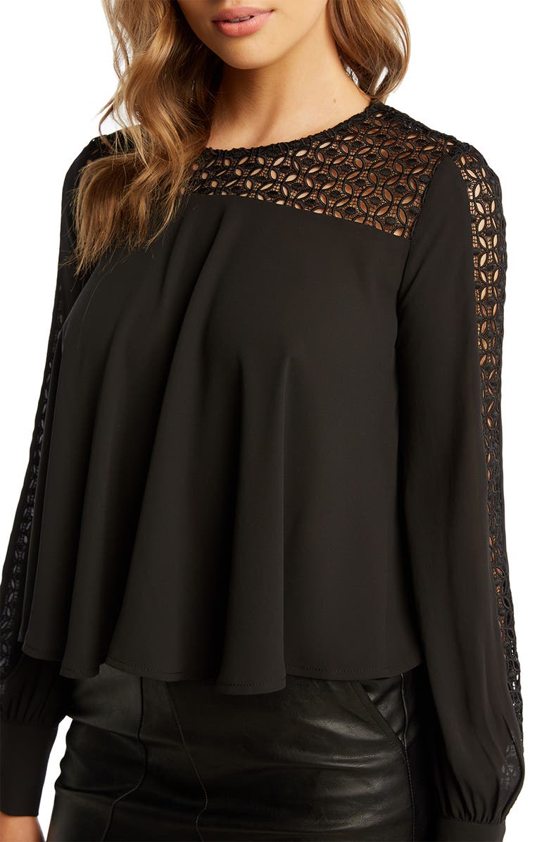 Bardot Lace Yoke Blouse, Alternate, color, 