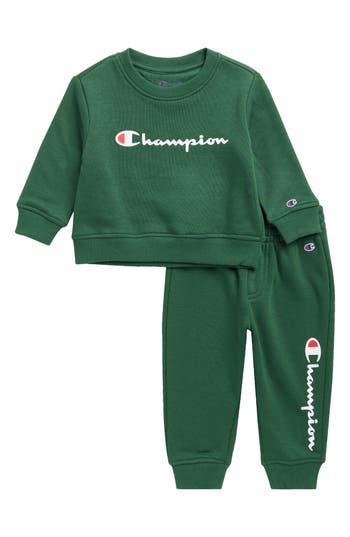 Champion Signature Crewneck Sweatshirt & Joggers Set In Green