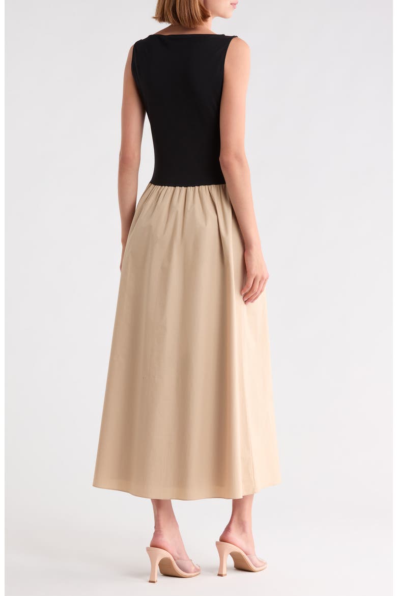 Mixed Media Maxi Dress, Alternate, color, BLACK/WARM BEIGE
