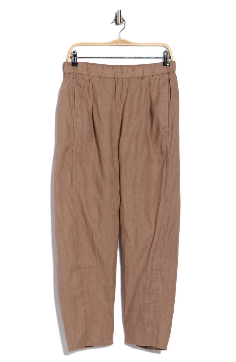 Eileen Fisher Pleated Organic Linen Lantern Pants, Main, color, Cocoa