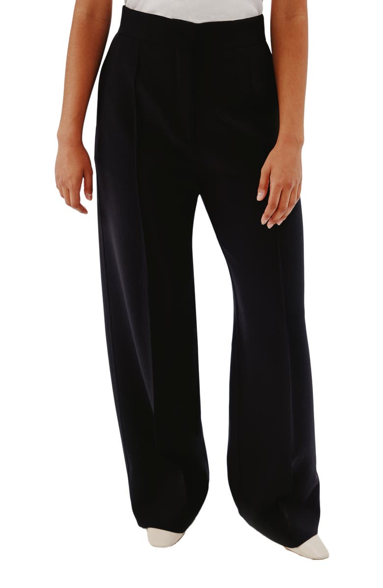 Another Tomorrow DOPPIO WIDE LEG PANT, Alternate, color, Black