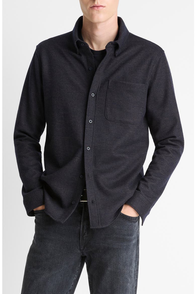 Plaid Button-Down Shirt, Main, color, COASTAL/ DARK JASPER