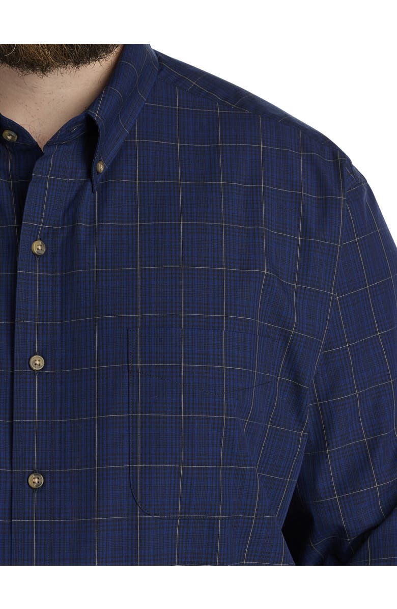 Harbor Bay by DXL Big & Tall Easy-Care Medium Plaid Sport Shirt, Alternate, color, Black Multi
