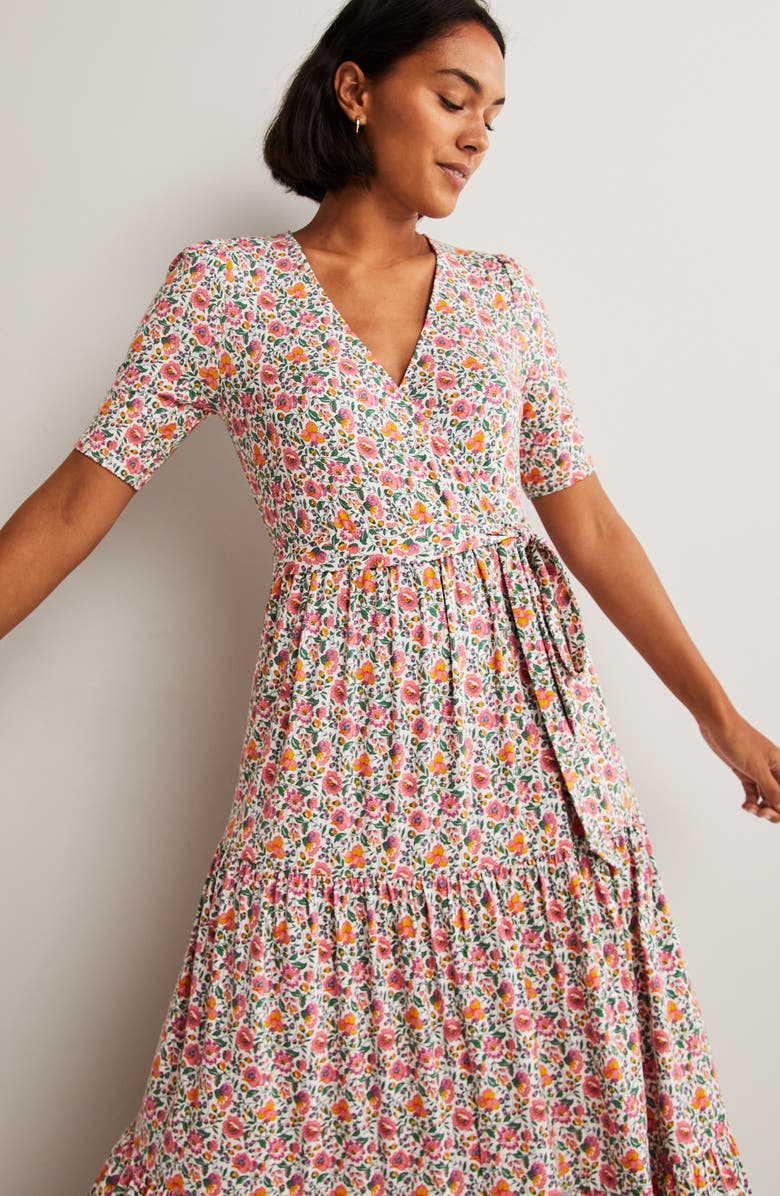 Boden Floral Print Wrap Dress, Alternate, color, 