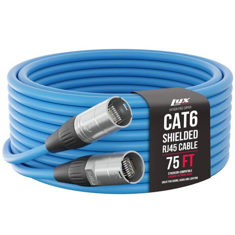 75 Feet Shielded CAT6 Ethercon Cable, Male to Male, Pro Audio & Lighting RJ45 Cable