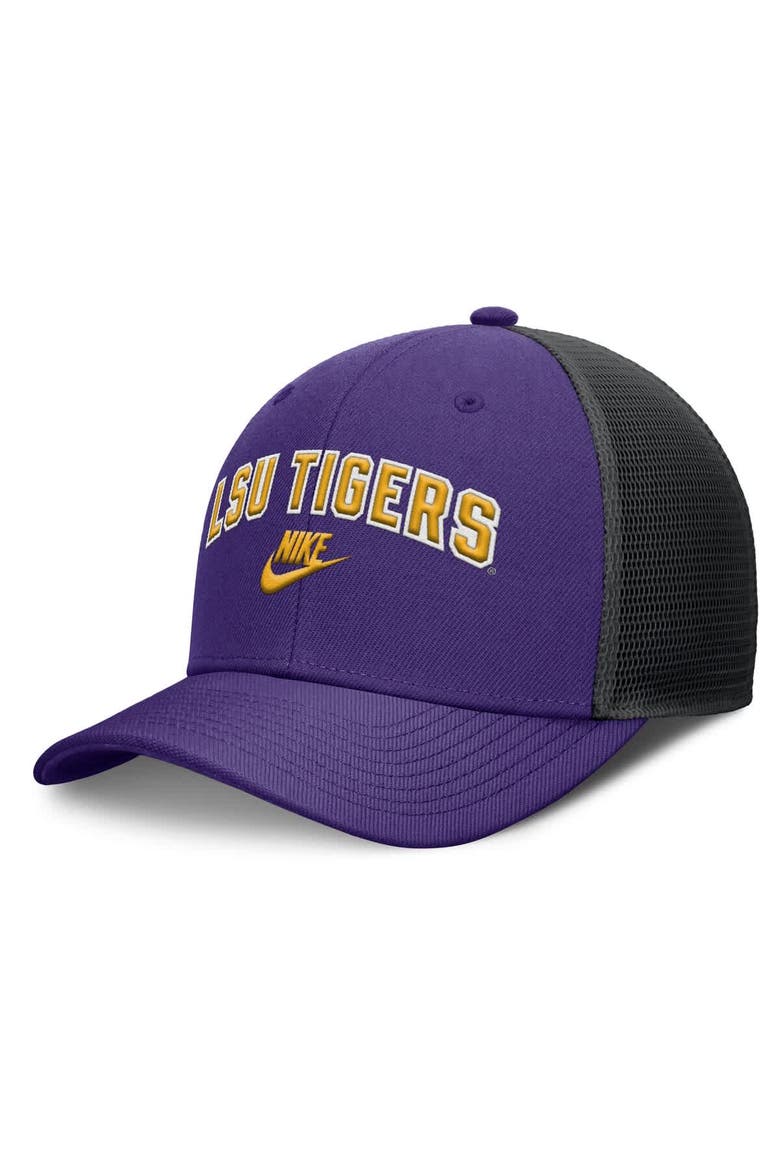 Men's Nike Purple/Black LSU Tigers Legacy Arch Rise Performance Trucker Adjustable Hat, Main, color, Purple