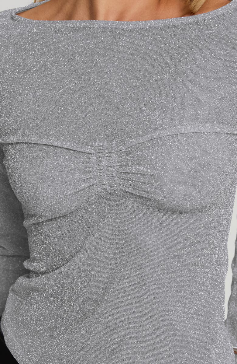 Princess Polly Crystal Clear Metallic Mesh Top, Alternate, color, Silver