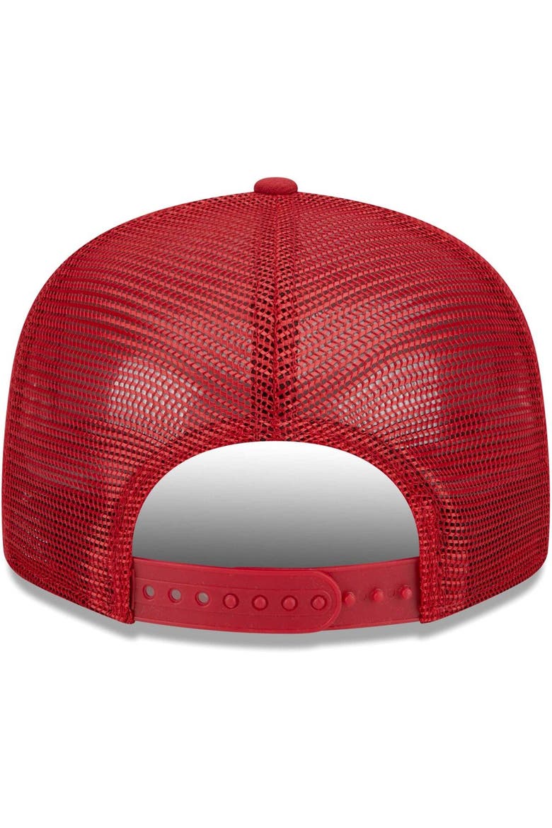 Men's New Era Cardinal Arizona Cardinals Stacked Trucker 9FIFTY Snapback Hat, Alternate, color, Cardinal