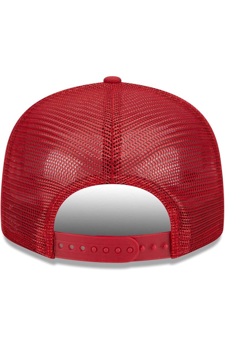 New Era Men's New Era Cardinal Arizona Cardinals Stacked Trucker 9FIFTY Snapback Hat, Alternate, color,