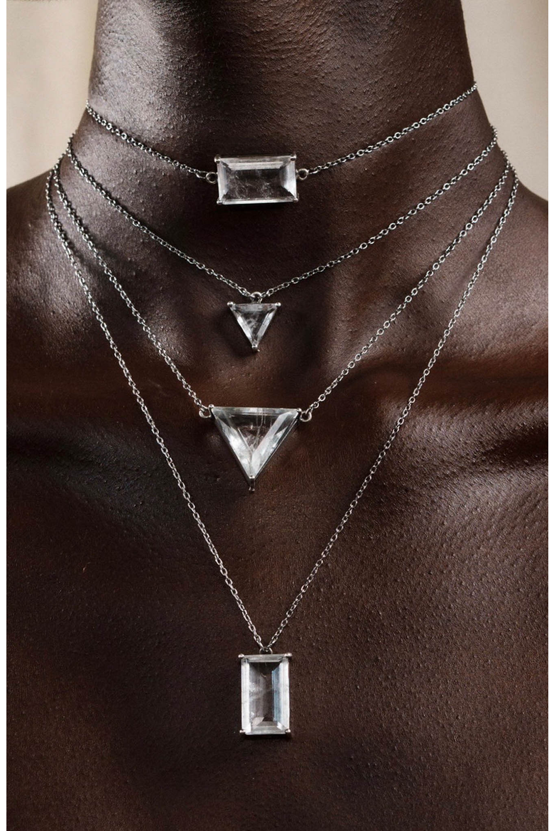 Obscura Stacking Shards in Striated Crystal Necklace, Alternate, color, Baguette Choker
