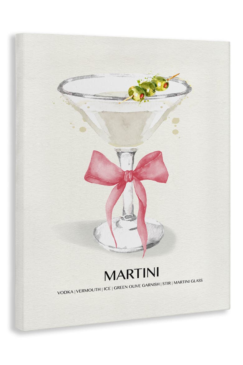 Martini Bow Framed Canvas Wall Art, Alternate, color, PINK