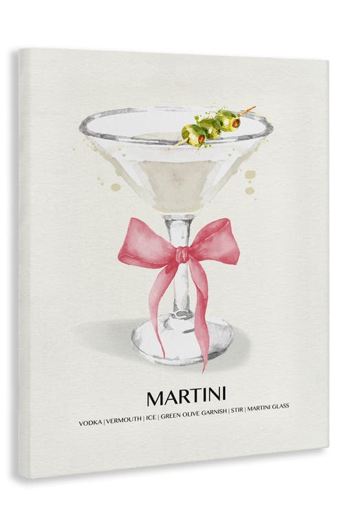 Stupell Industries Martini Bow Framed Canvas Wall Art In Pink