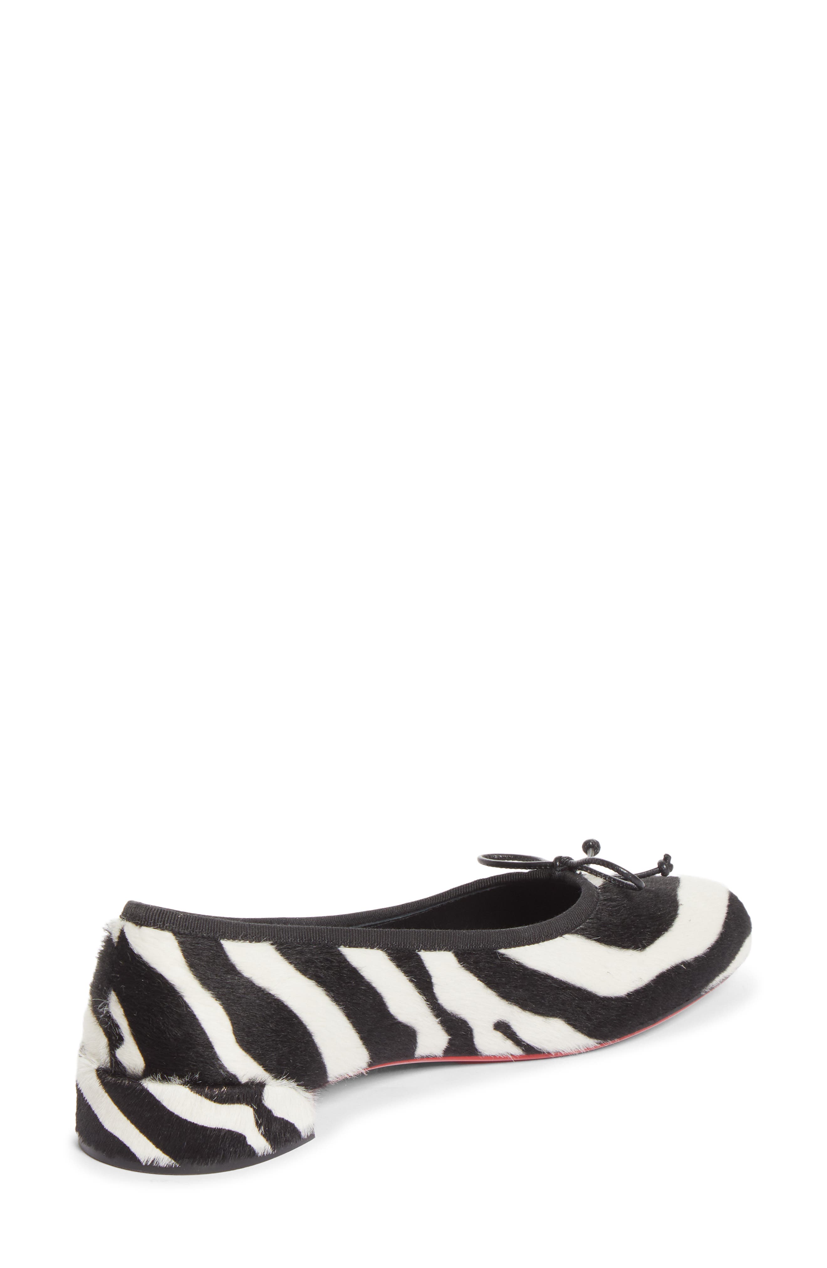 Sweetie Jane Genuine Calf Hair Flat, Alternate, color, 36C6 WHITE BLACK/ LIN BLACK