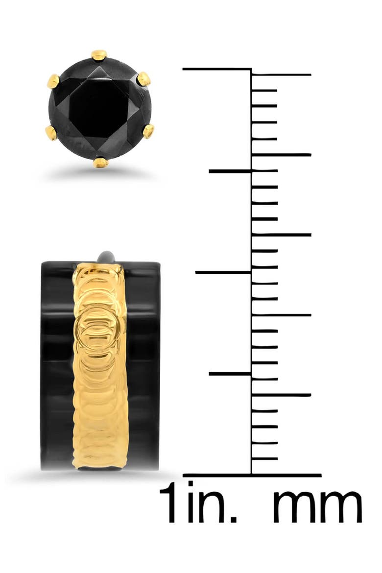 Men's Simulated Diamond Studs & Two-Tone Hoop Earrings Set, Alternate, color, GOLD