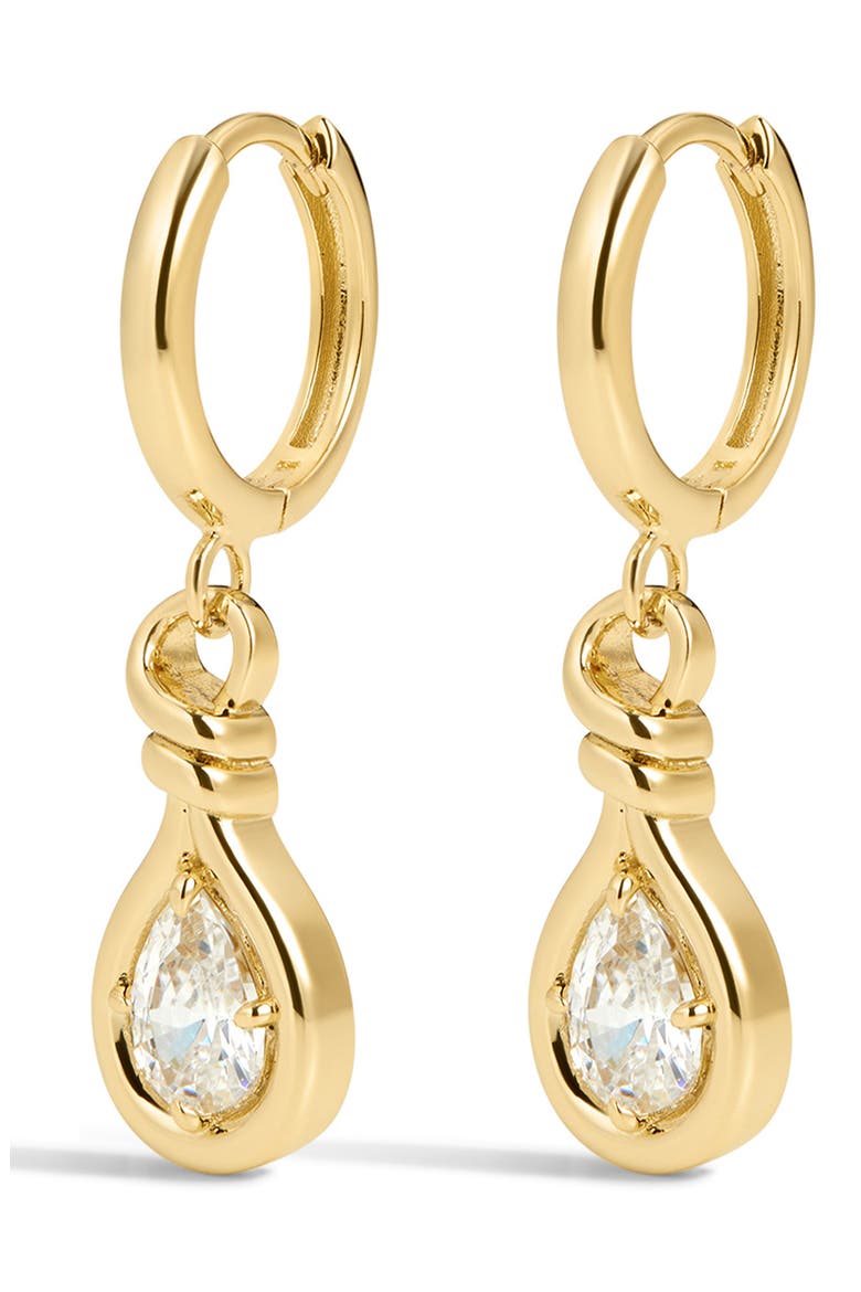 The Georgia Stone Knot Drop Earrings, Main, color, GOLD