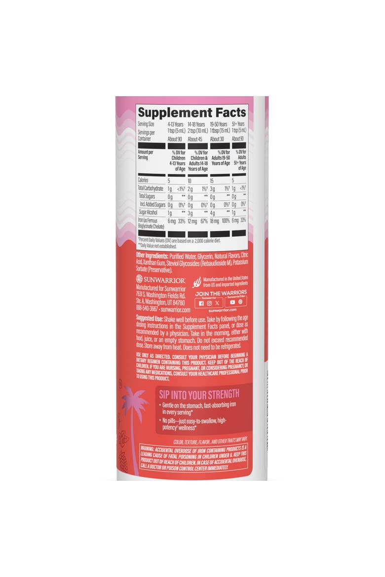 Vegan Liquid Iron Mixed Berry 450ml Bottle, Alternate, color, No Color