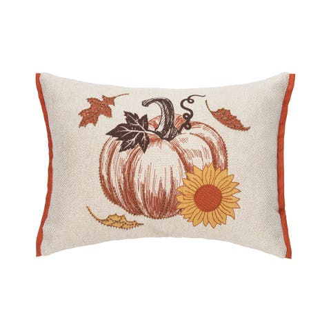 Harvest Time Pumpkin w/ Sunflower Mini Accent Pillow 13" x 18"