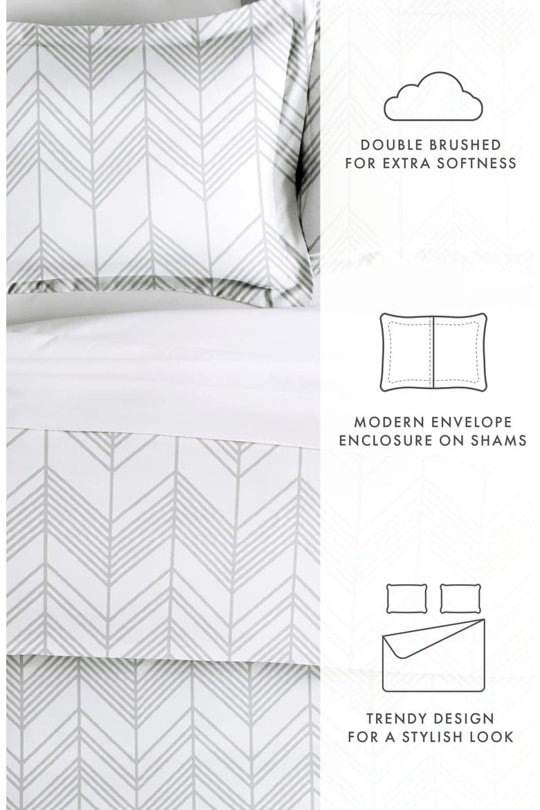 Premium Ultra Soft Alps Chevron Pattern 3-Piece Duvet Cover Set, Alternate, color, GRAY