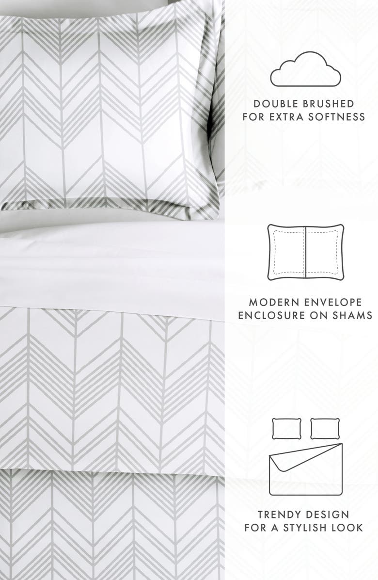 HOMESPUN Premium Ultra Soft Alps Chevron Pattern 3-Piece Duvet Cover Set, Alternate, color, Gray
