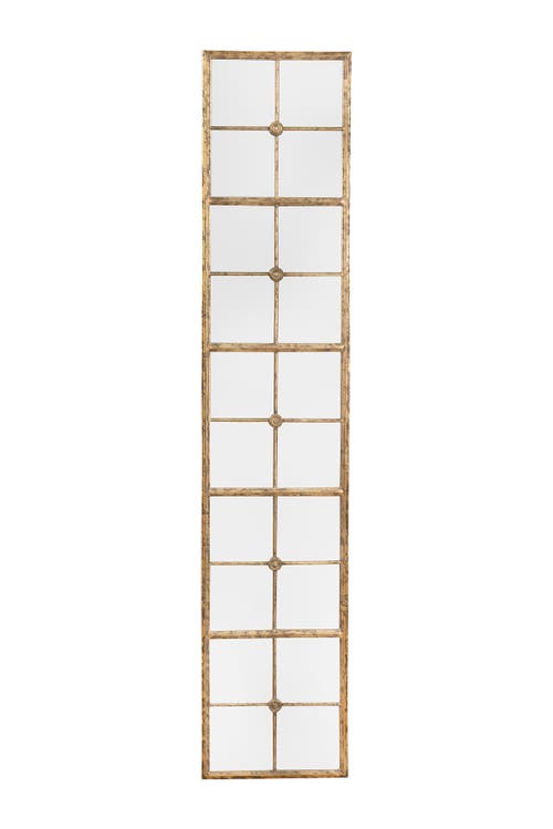 Storied Home Distressed Rectangle Metal Framed Windowpane Wall Mirror, Gold In Gold