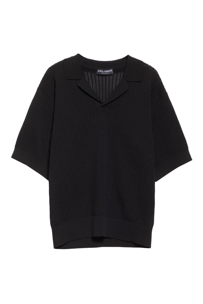Ribbed Polo Sweater, Alternate, color, N0000 BLACK