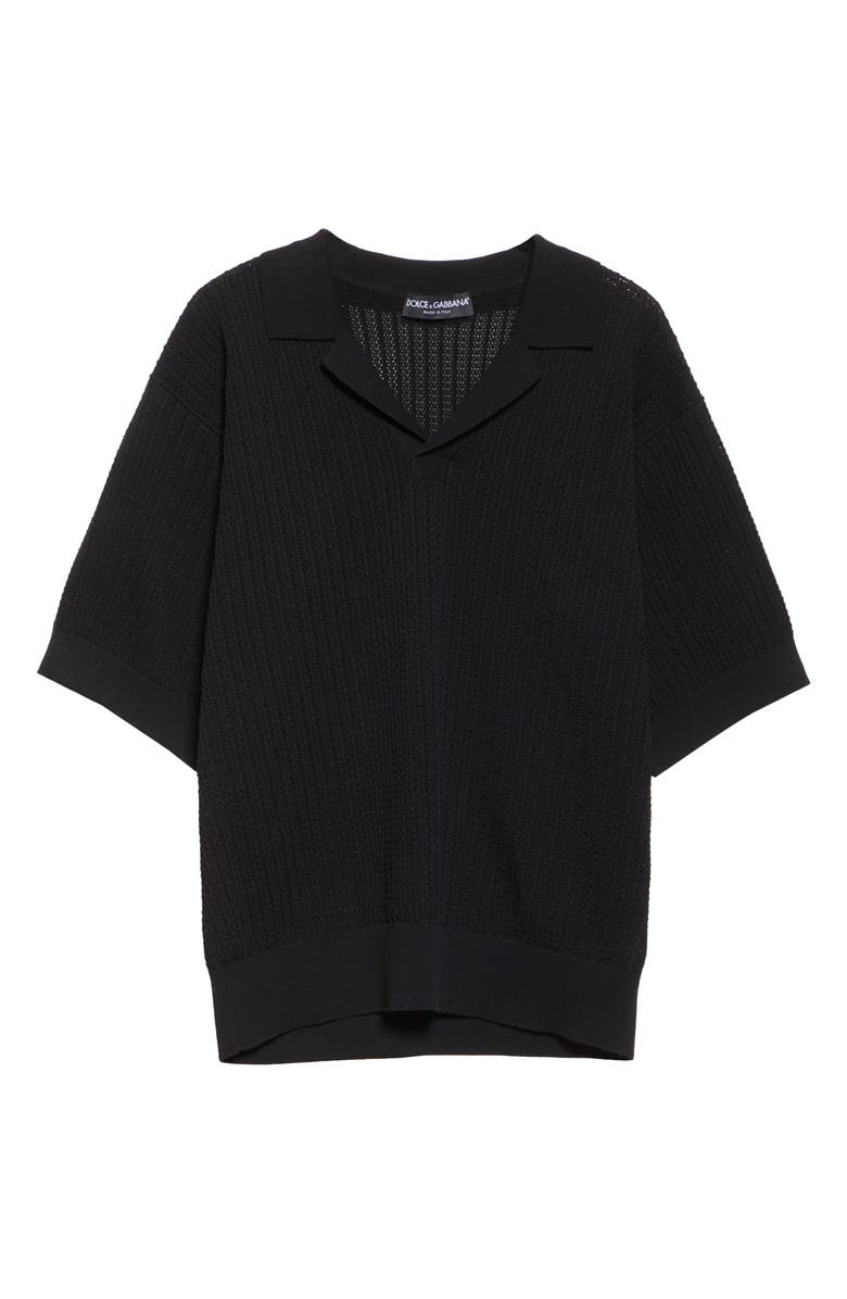 Dolce&Gabbana Ribbed Polo Sweater, Alternate, color, N0000 Black