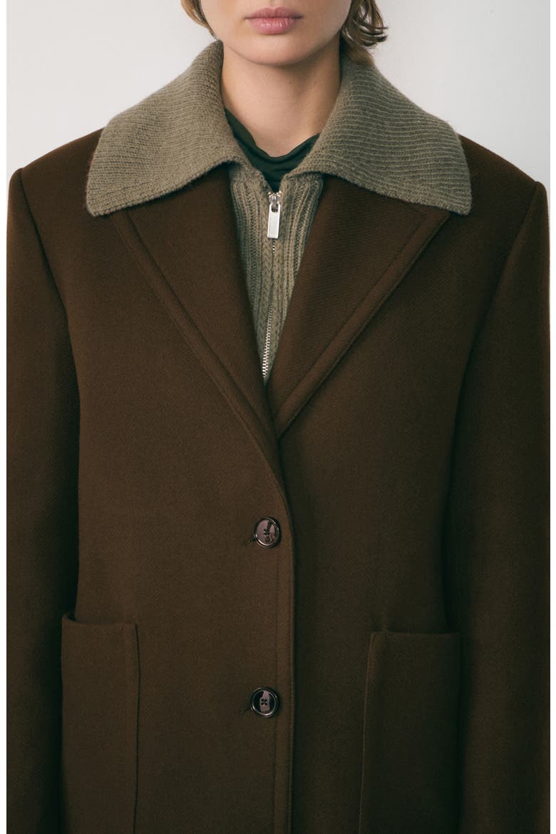 Pocketed Virgin Wool Blend Coat, Alternate, color, KHAKI BROWN