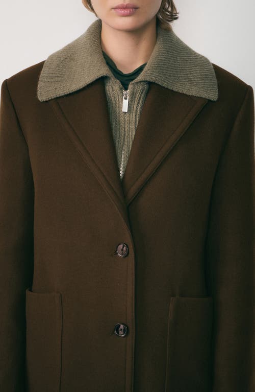 Mango Virgin Wool Coat With Pockets Khaki In Khaki Brown