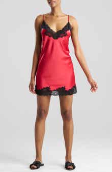 Peony Glamour Lace Trim Satin Chemise