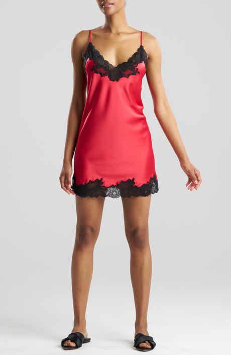 Peony Glamour Lace Trim Satin Chemise
