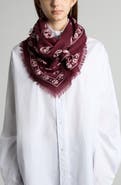 McQueen Skull Print Wool Fringe Scarf