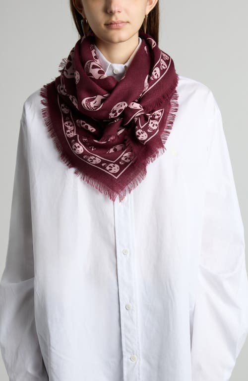 Alexander Mcqueen Mcqueen Skull Print Wool Fringe Scarf
