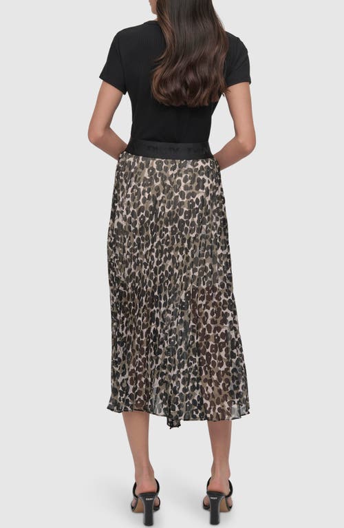 Dkny Print Asymmetric Midi Skirt In Spring Animal Green