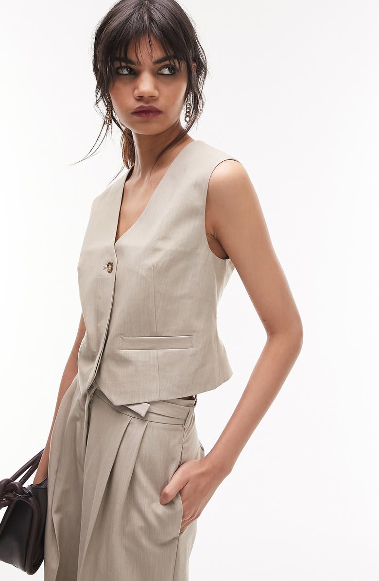 Topshop V-Neck Waistcoat, Main, color,