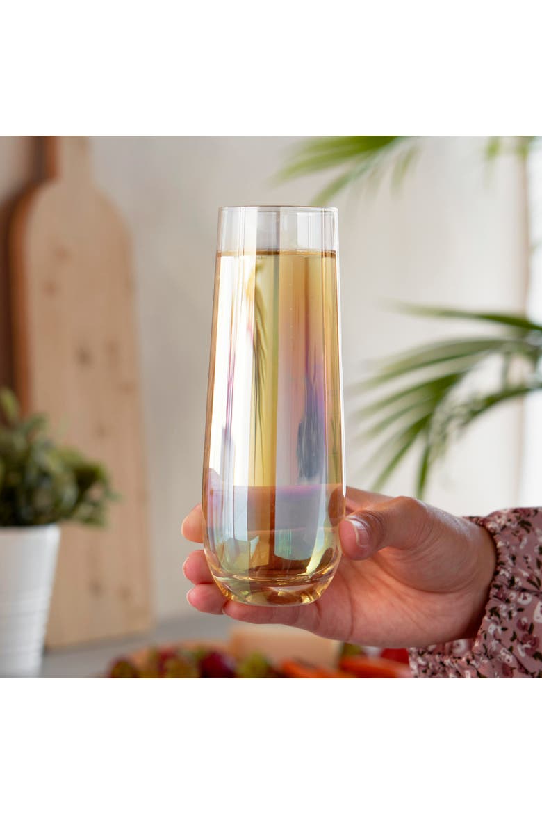 Luster Stemless Champagne Flutes Set of 2, Alternate, color, Multicolor