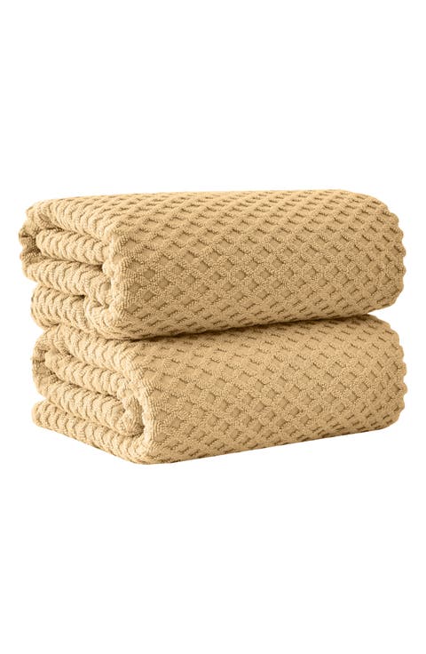 Diamond Waffle Textured 2-Piece Bath Sheet Set