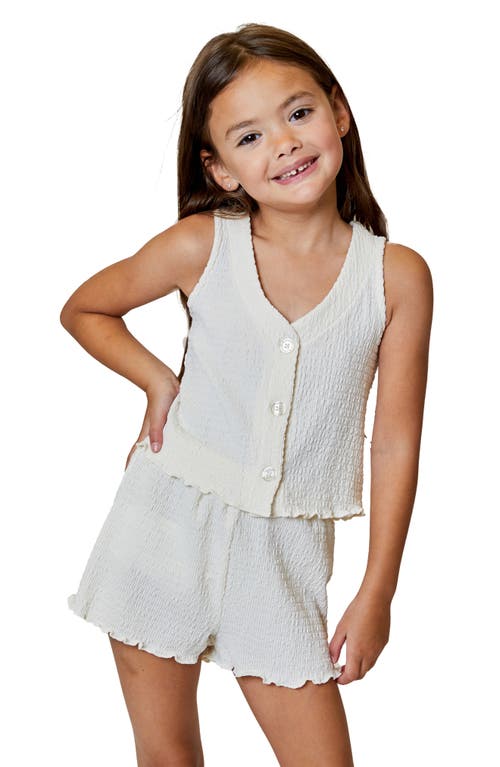 Design History Kids' Crinkle Gauze Vest & Shorts Set In Off White
