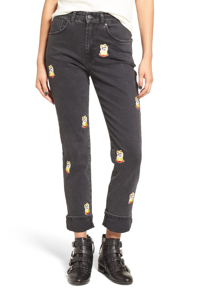 Charm Mom Jeans, Alternate, color, BLACK
