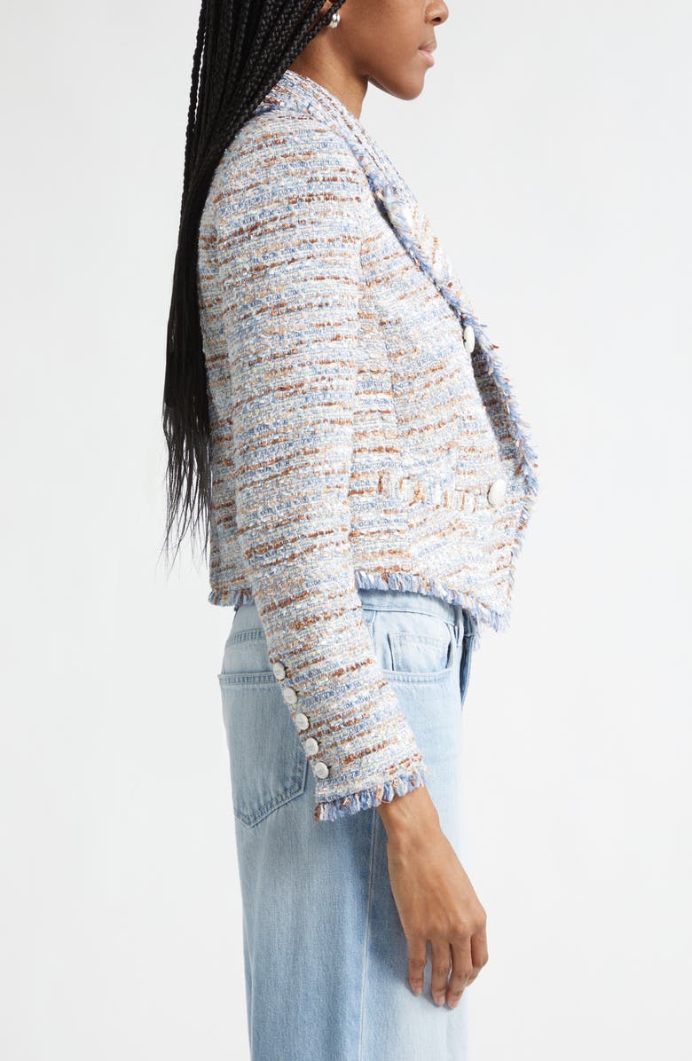 L'AGENCE Marv Boxy Tweed Jacket, Alternate, color, Blue/ Beige Tweed